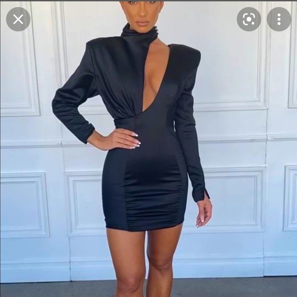 House of CB 'Mirella' Black Slash Neck Dress - Picture 5 of 14